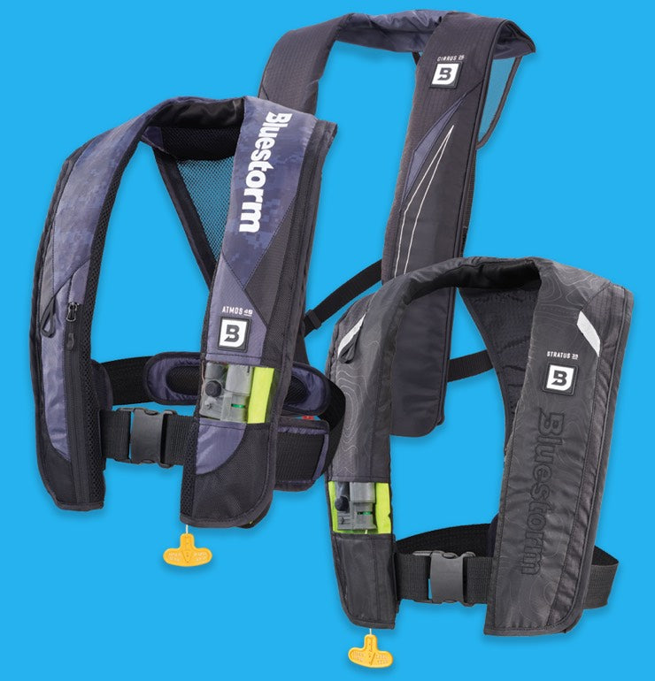 This is an image of Bluestorm inflatable life jackets